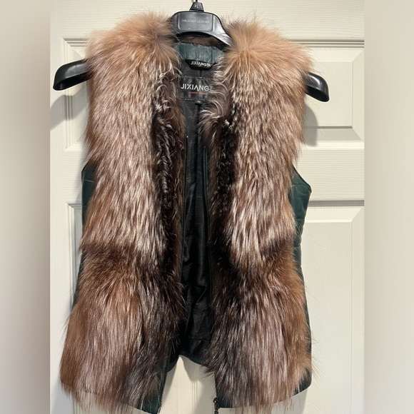 Jackets & Blazers - Leather vest with real fur